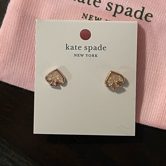 NWT Kate Spade everyday spade stud earrings, glittery rose gold